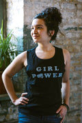 Girl Power Black Slub Ladies Muscle Tank Top
