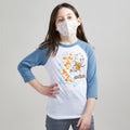Skater Ice Cream Cone Unisex Youth Raglan + Unisex Youth Mask Matching Set. White/Blue Triblend 3/4 length baseball kids tee. Cotton mask for boys and girls. Made in the USA