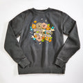 People for the Planet Unisex Pigment Dyed sweatshirt. Garment dyed washed black crewneck pullover. Celebrates Mother Earth.