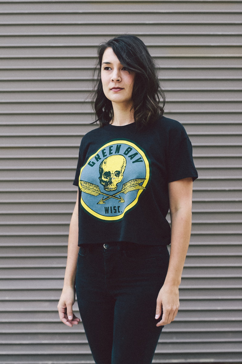 LIMITED EDITION Green Bay Packers Skull Ladies Cropped T-shirt